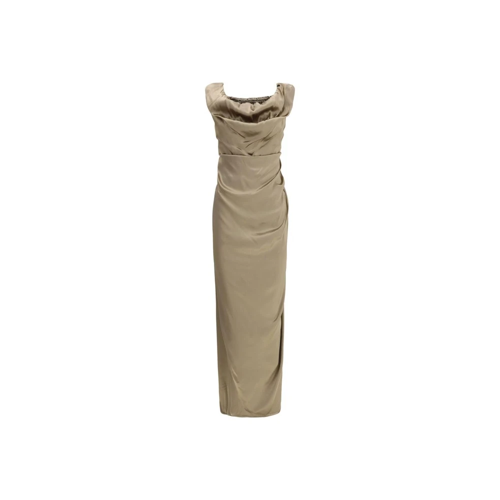 Vivienne Westwood Satijnen jurk met gedrapeerde halslijn Beige Dames