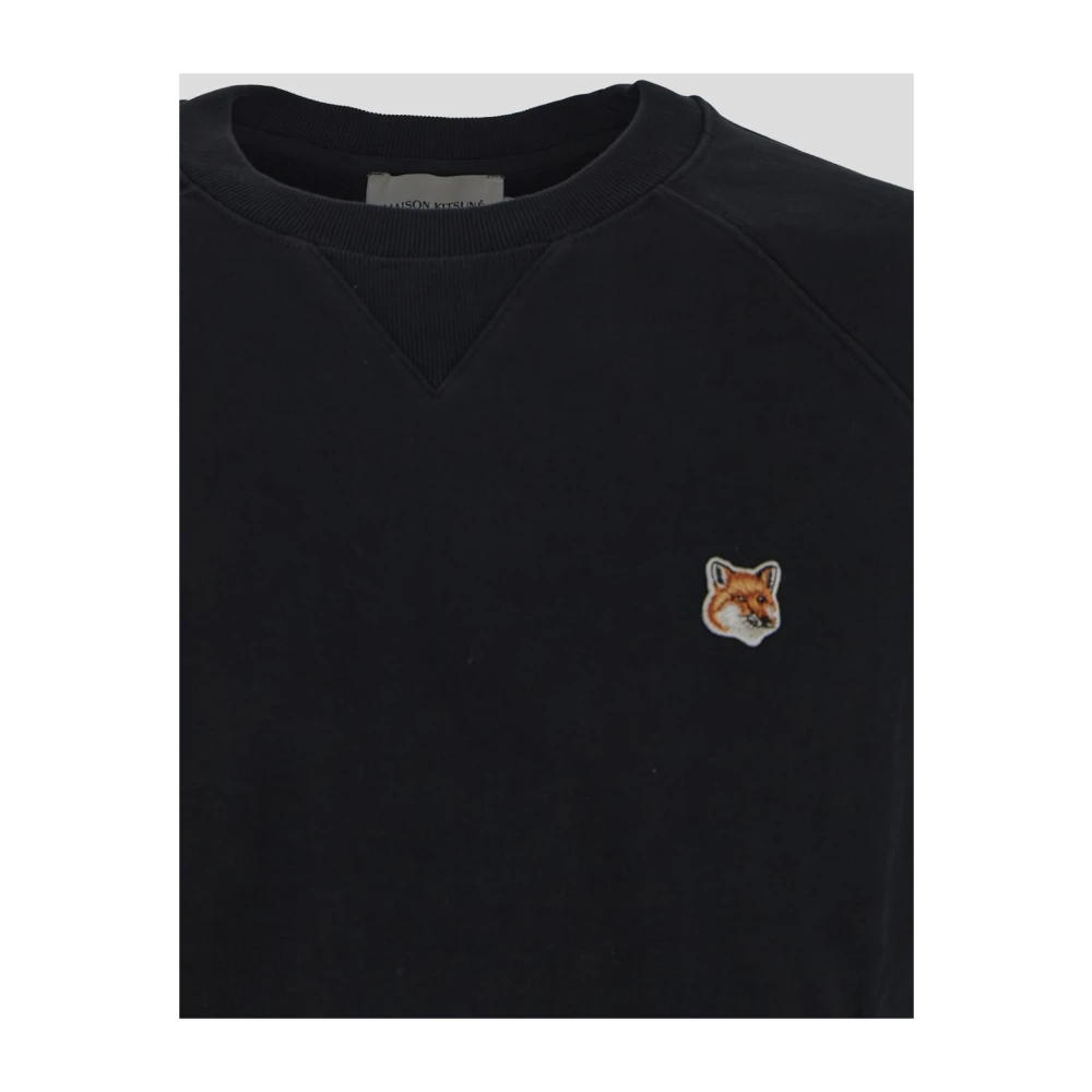 Maison Kitsuné Vos Katoenen Sweatshirt Black Heren