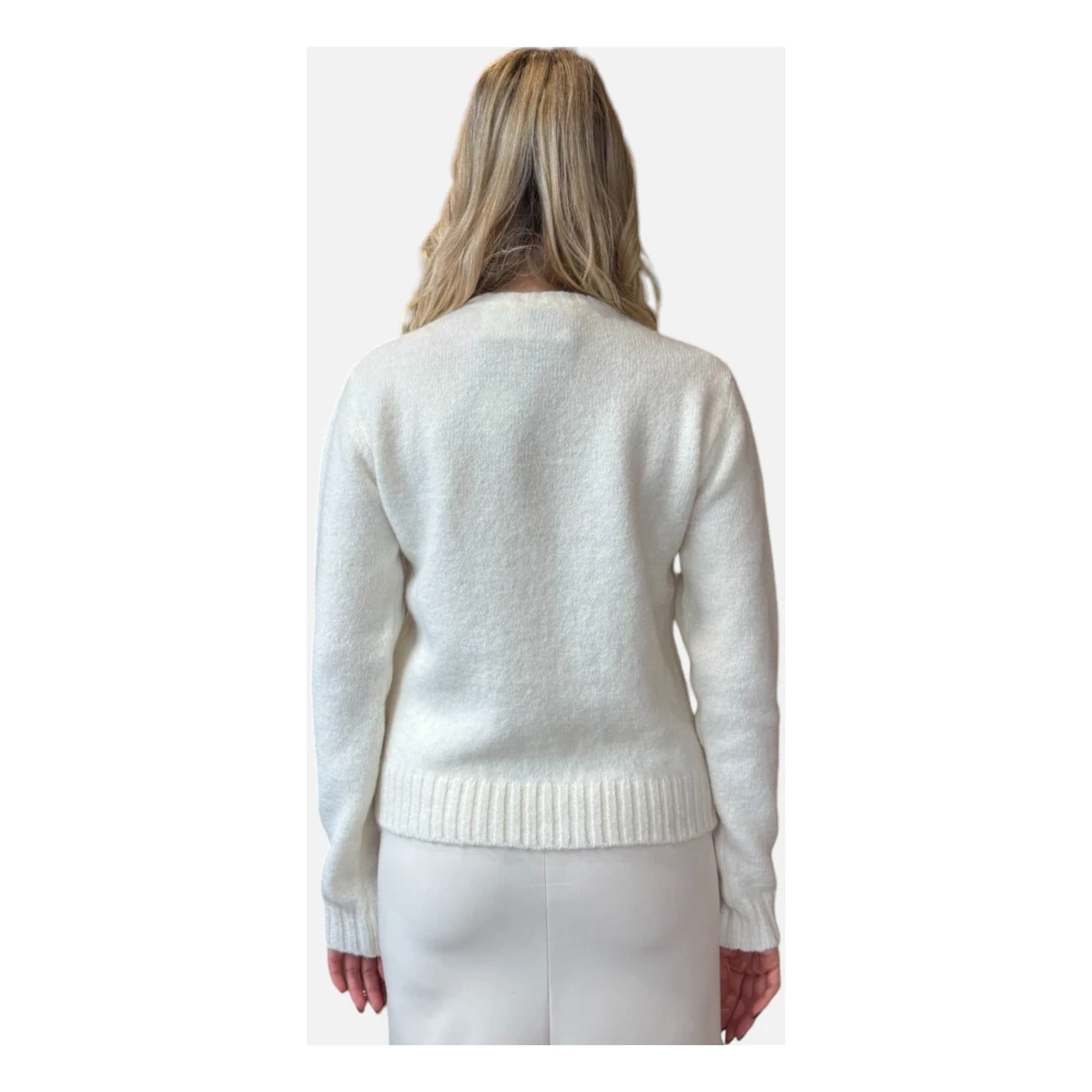 Colmar Witte Mohair Trui Ribgebreid White Dames