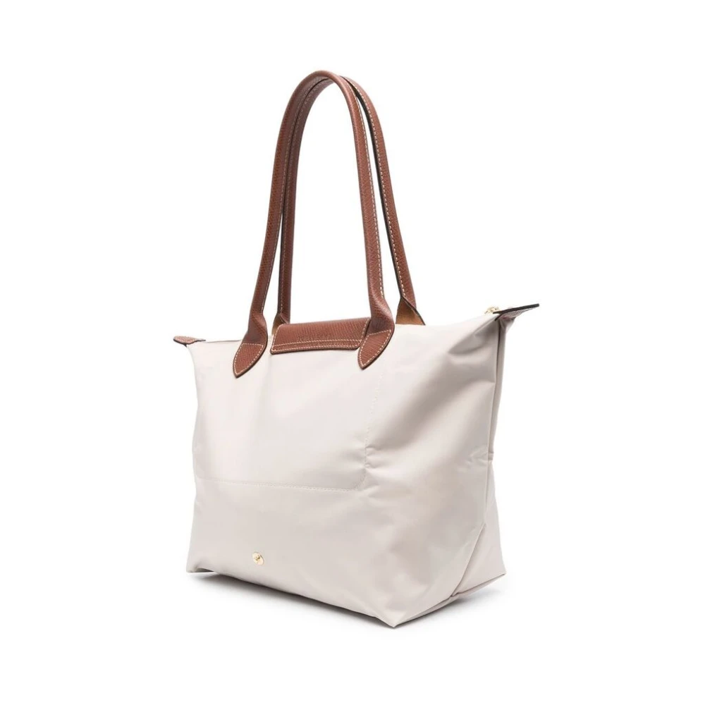 Longchamp Off-White Opvouwbare Leren Handtas White Dames