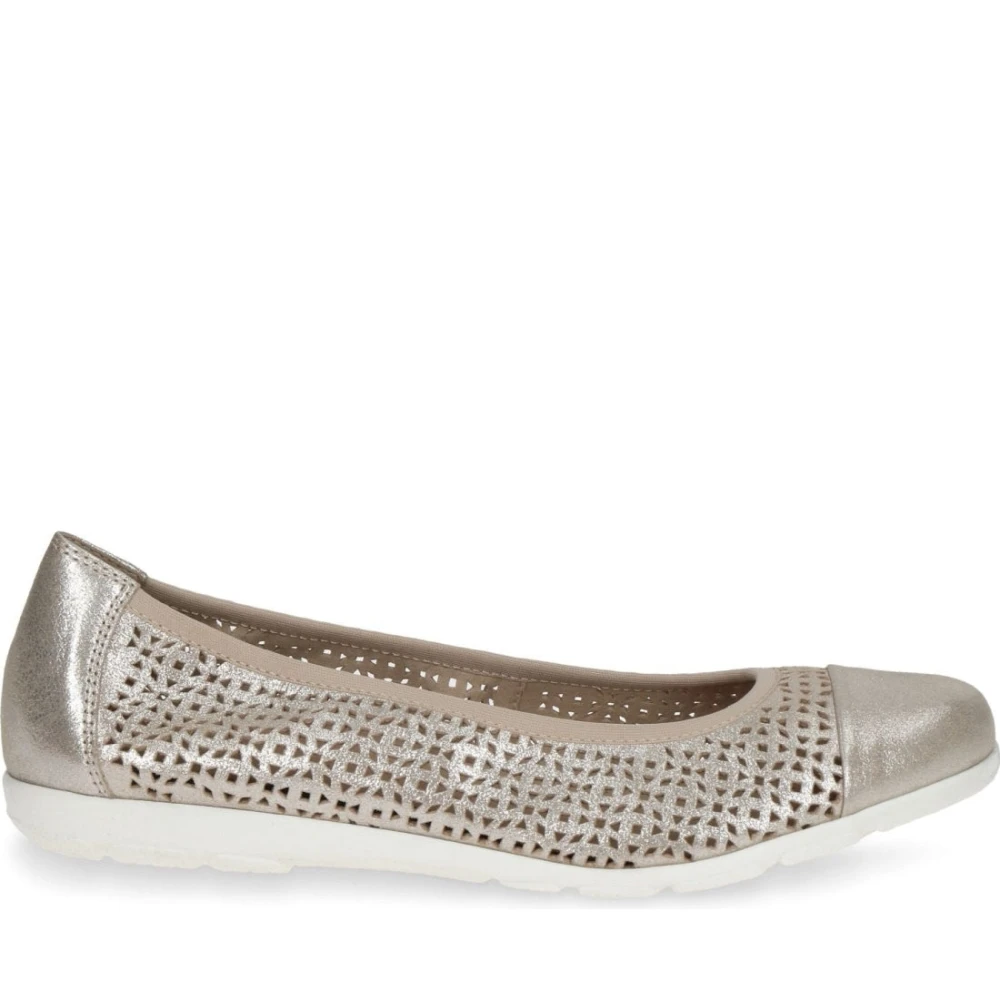 Caprice Women's Yellow Taupe Sue Met Casual Closed Ballerinas