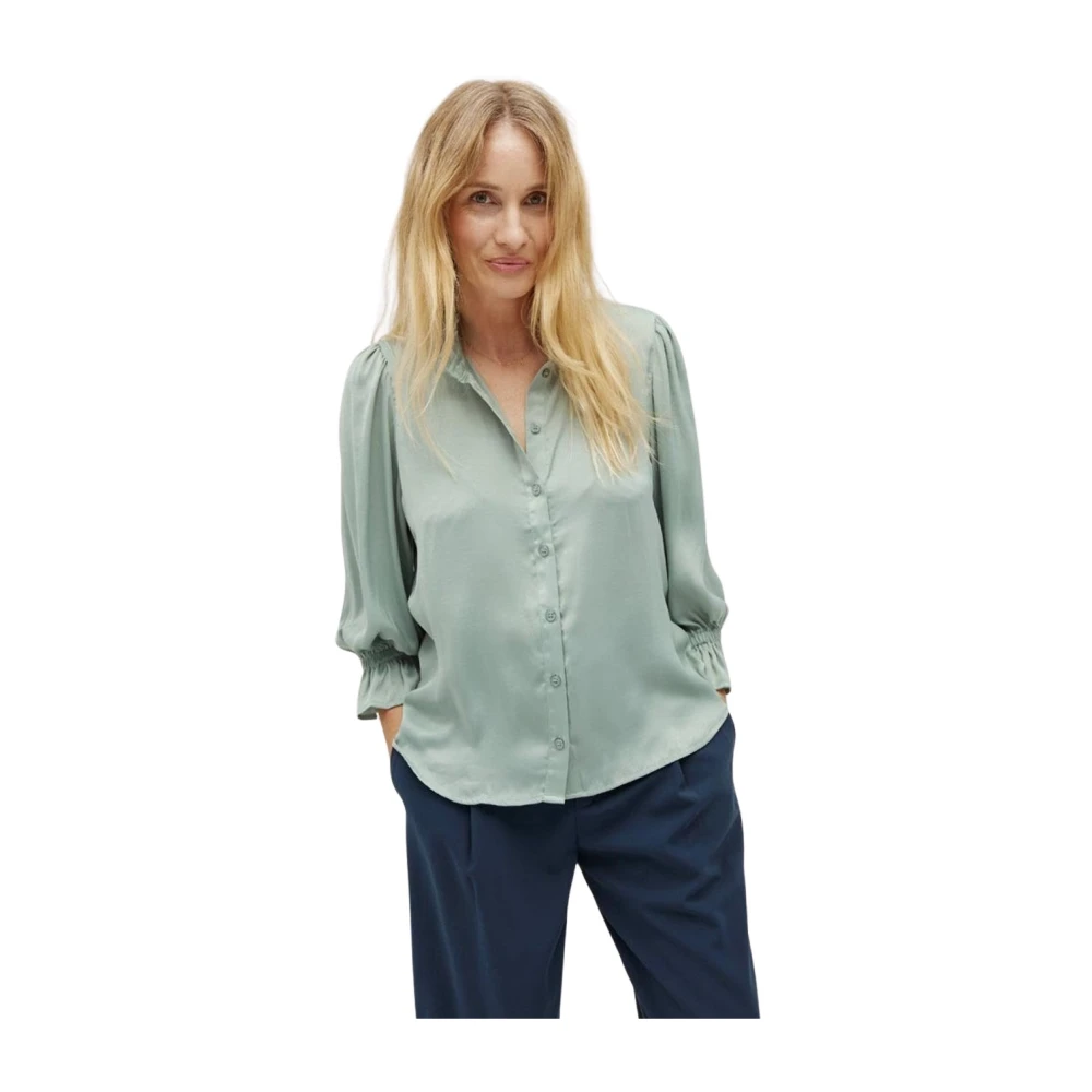 MbyM Mintgroene Blouse met Pofmouw Calaris Green Dames