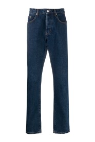 Blå Bomuld Slim Fit Straight Leg Jeans