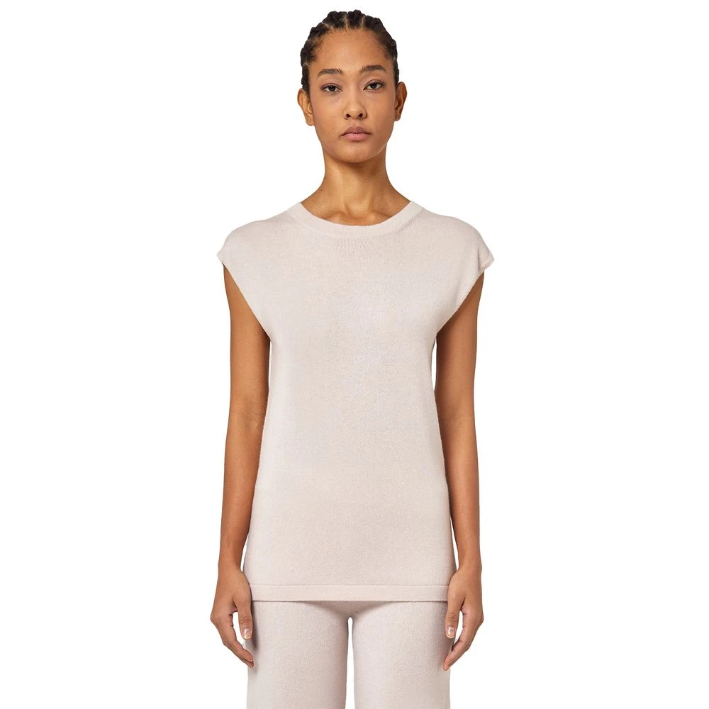 Alpha Studio Wollen Mouwloze Trui Beige Dames
