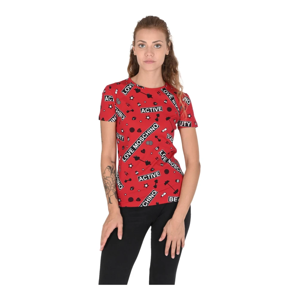 Love Moschino Rode Nylon Spandex T-shirt Red Dames