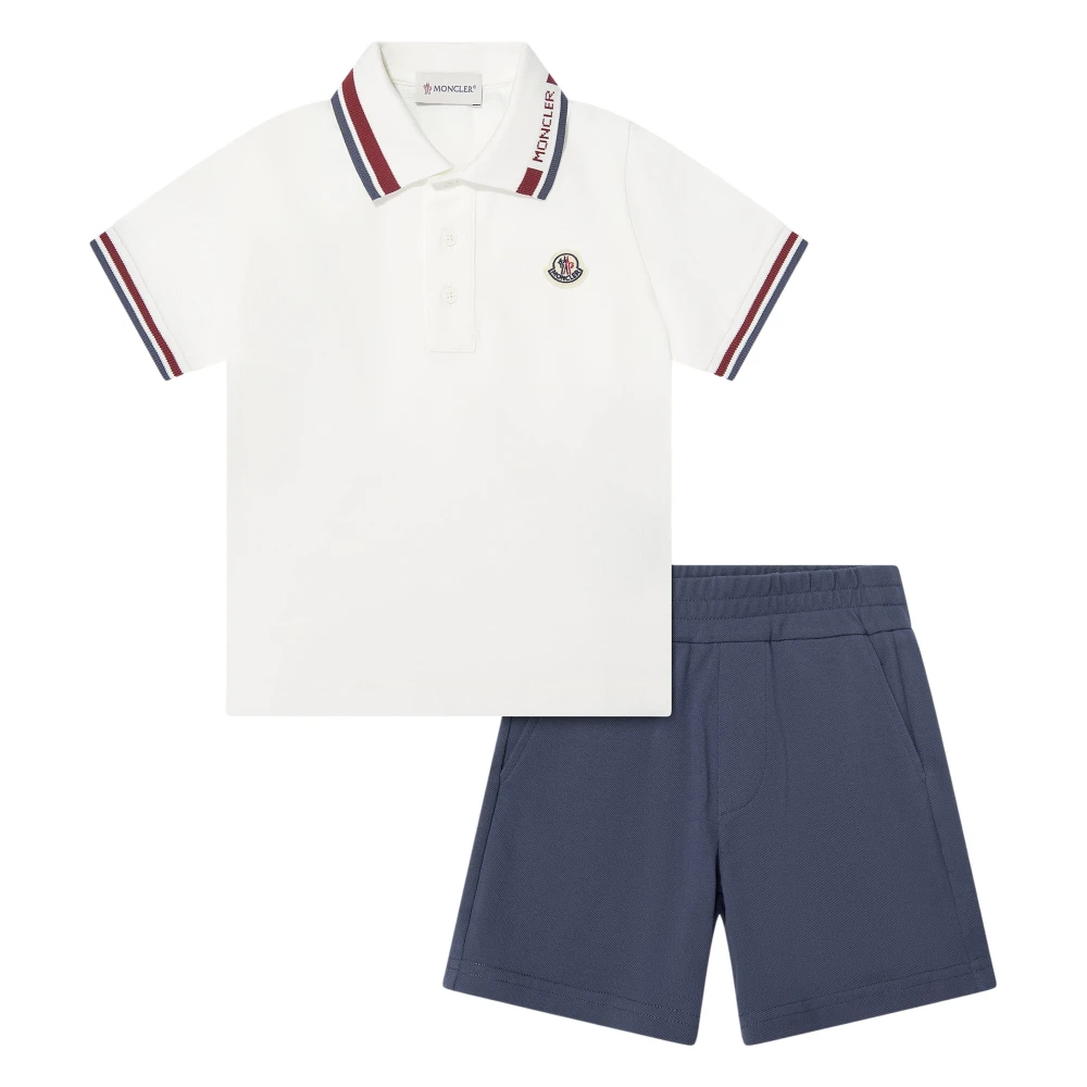 Moncler Blue Kids Sets, Male, 6 Y, Polo Shirt & Shorts Set