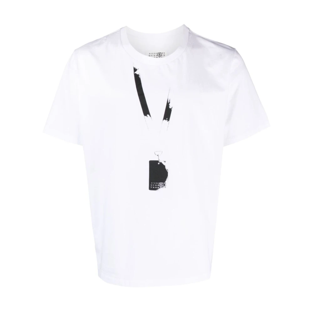 MM6 Maison Margiela Witte T-shirt met Logo Print White Heren