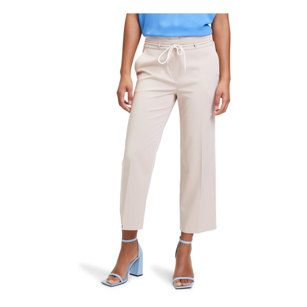 Betty & Co Hoge taille ceintuur broek Beige Dames