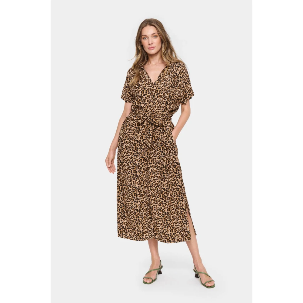 Saint Tropez Elegante Witte Jurk Brown Dames