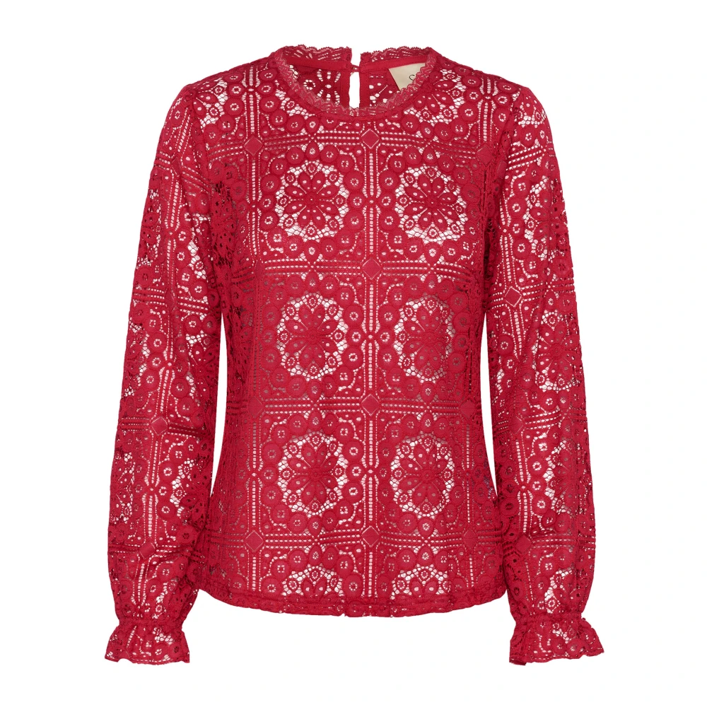 Cream Kanten Blouse Jester Red Dames
