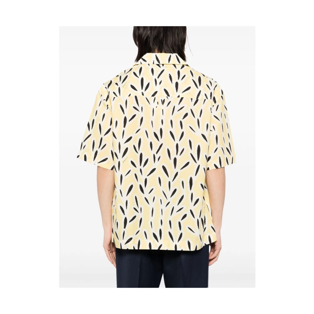 Jacquemus Gele Camp Kraag Korte Mouw Overhemd Beige Heren