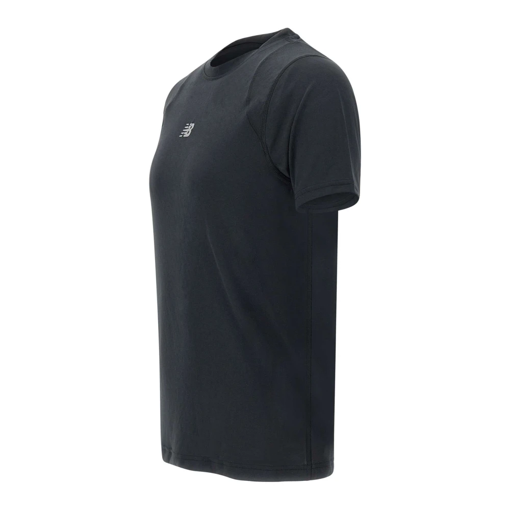 New Balance Zwarte Lycra T-shirt met Logo Black Heren