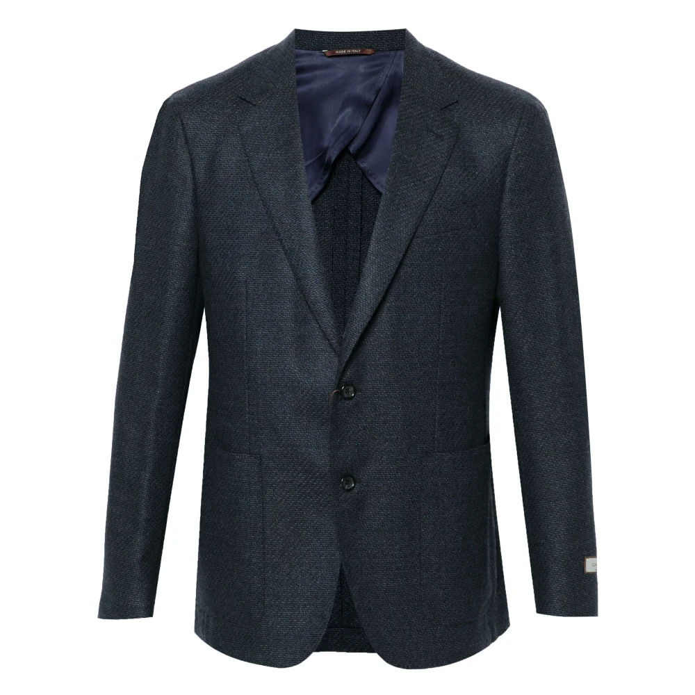 Canali Klassieke wollen jas met twee knopen Blue Heren