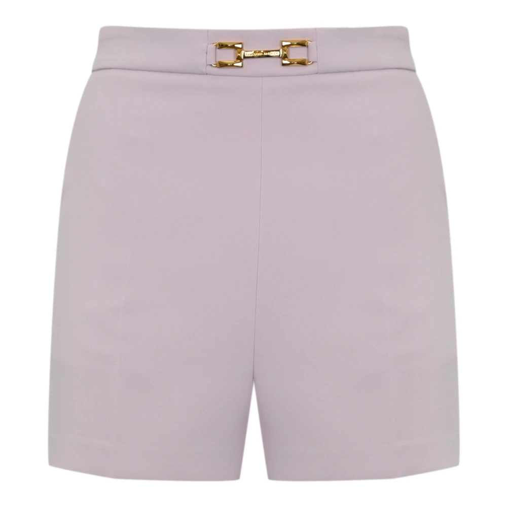 Elisabetta Franchi Crepe Stretch Shorts met Gouden Metalen Details Purple Dames
