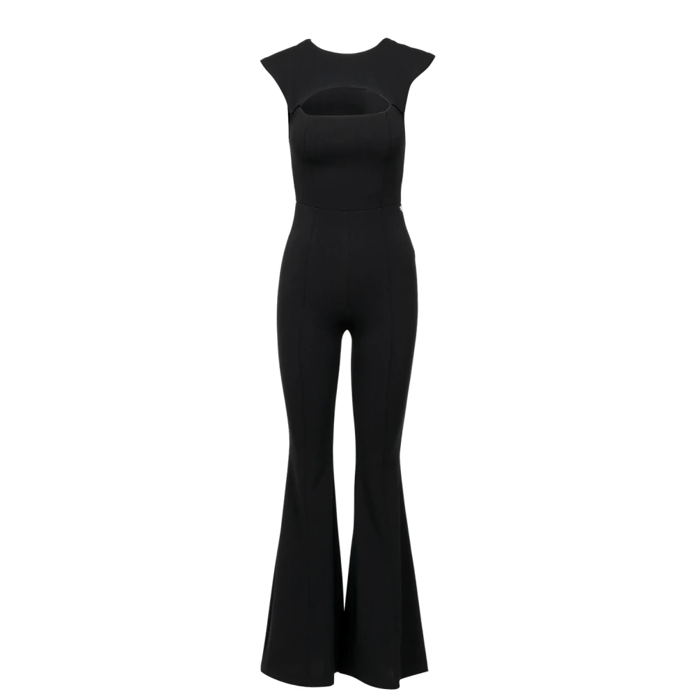Aniye By Zwarte Flared Jumpsuit met Schoudervullingen Black Dames