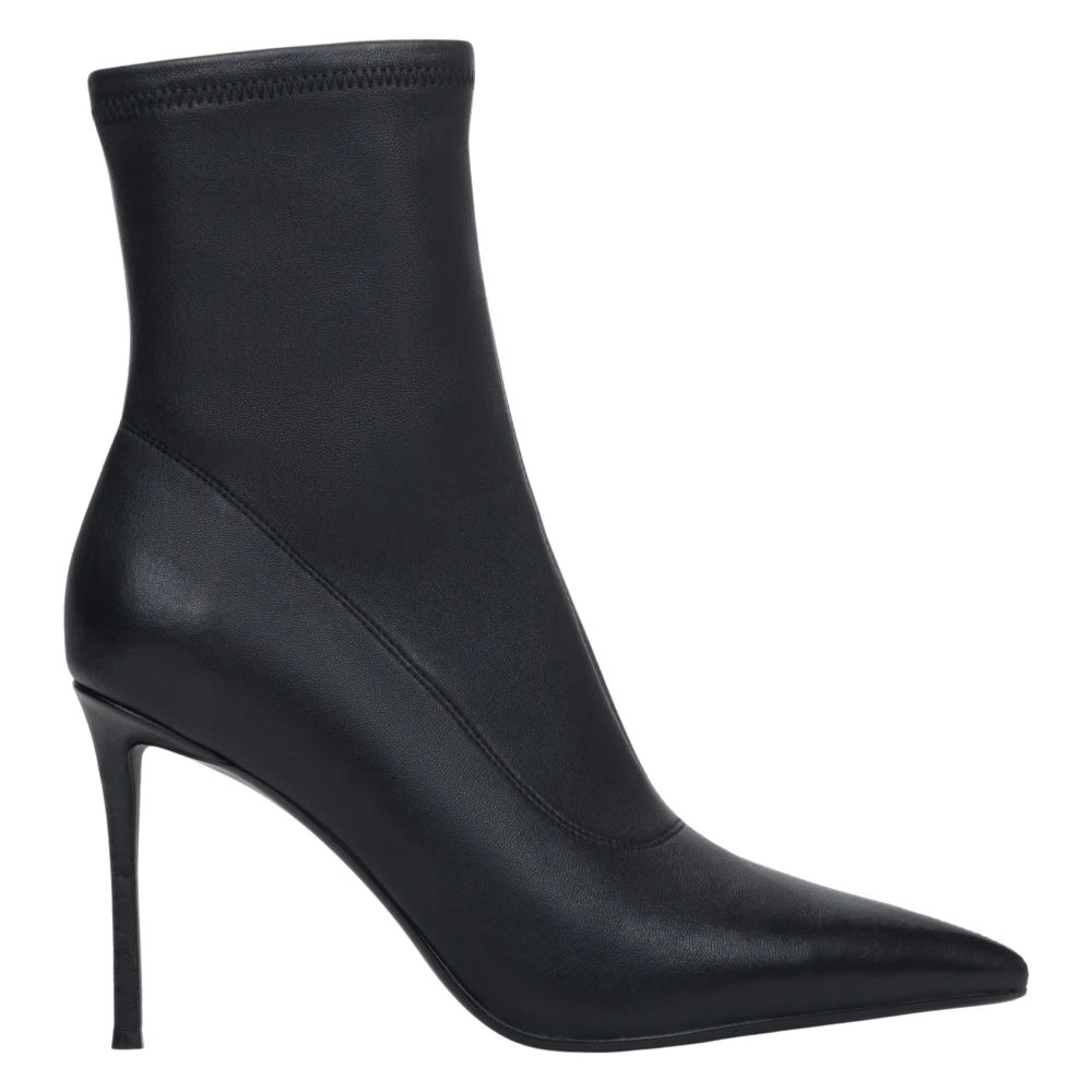 Estro Women's Black Ankle Boots With Elastic Shaft On Stiletto Heel