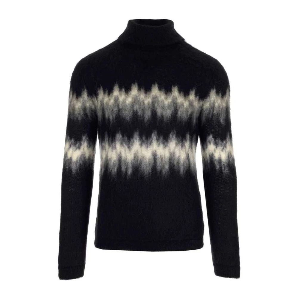 Saint Laurent Turtleneck Sweater met Abstract Patroon Black Heren