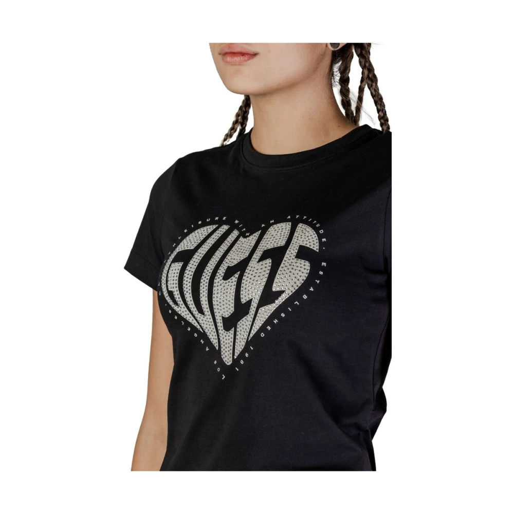 Guess Zwarte Katoenen Dames T-Shirt Lente Zomer Black Dames