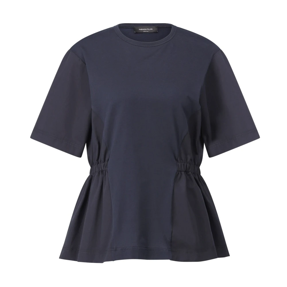 Fabiana Filippi Elegant Gerimpeld T-shirt Blue Dames