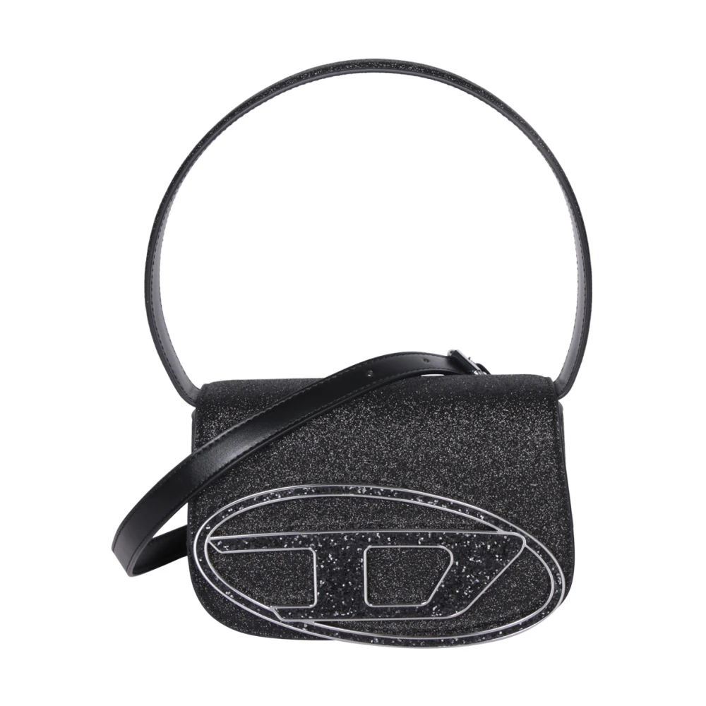 Diesel Glitter Zwarte Dames Tas met Oval D Logo Black Dames