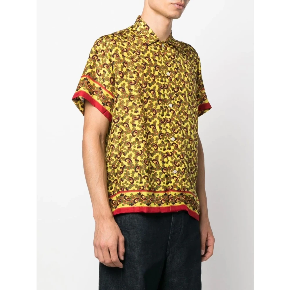 Bode Gele Paisley Korte Mouw Overhemd Yellow Heren
