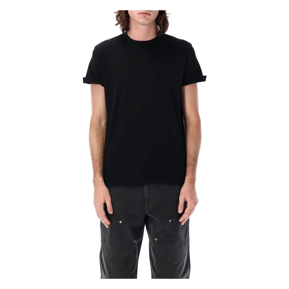 Golden Goose Men's Black T-Shirts, M, Distressed T-Shirt With Double Gold Star