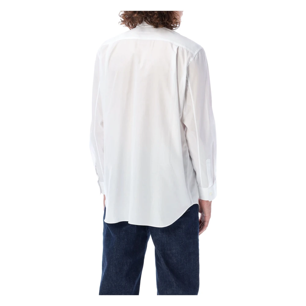 Comme des Garçons Witte Katoenen Overhemd met Zwarte Hart Patch White Heren