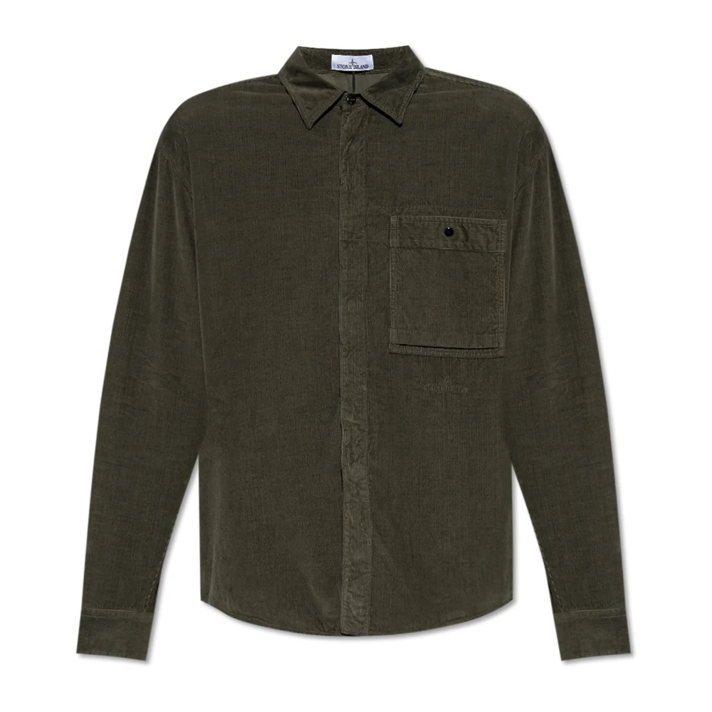 Stone Island Ribfluwelen overhemd Green Heren