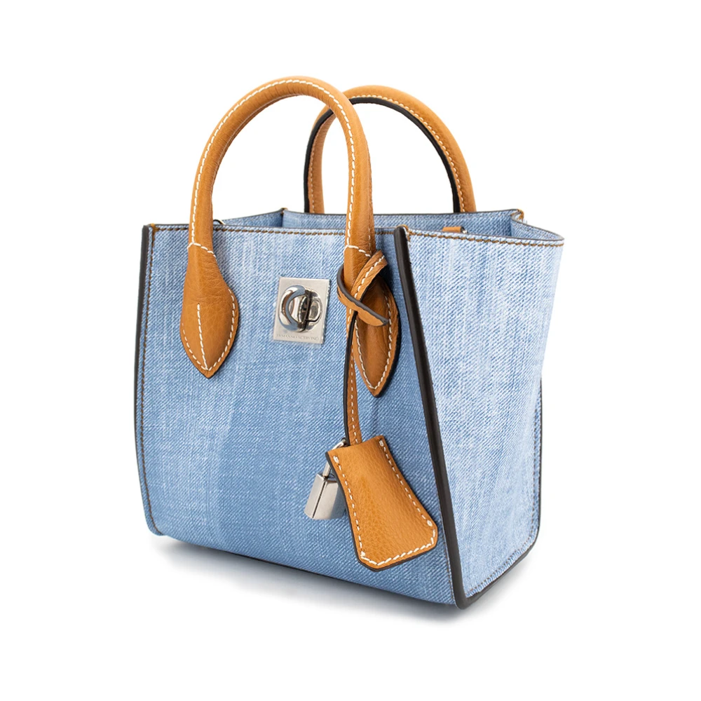 Ermanno Scervino Jeans Motief Leren Tas met Hangslot Blue Dames