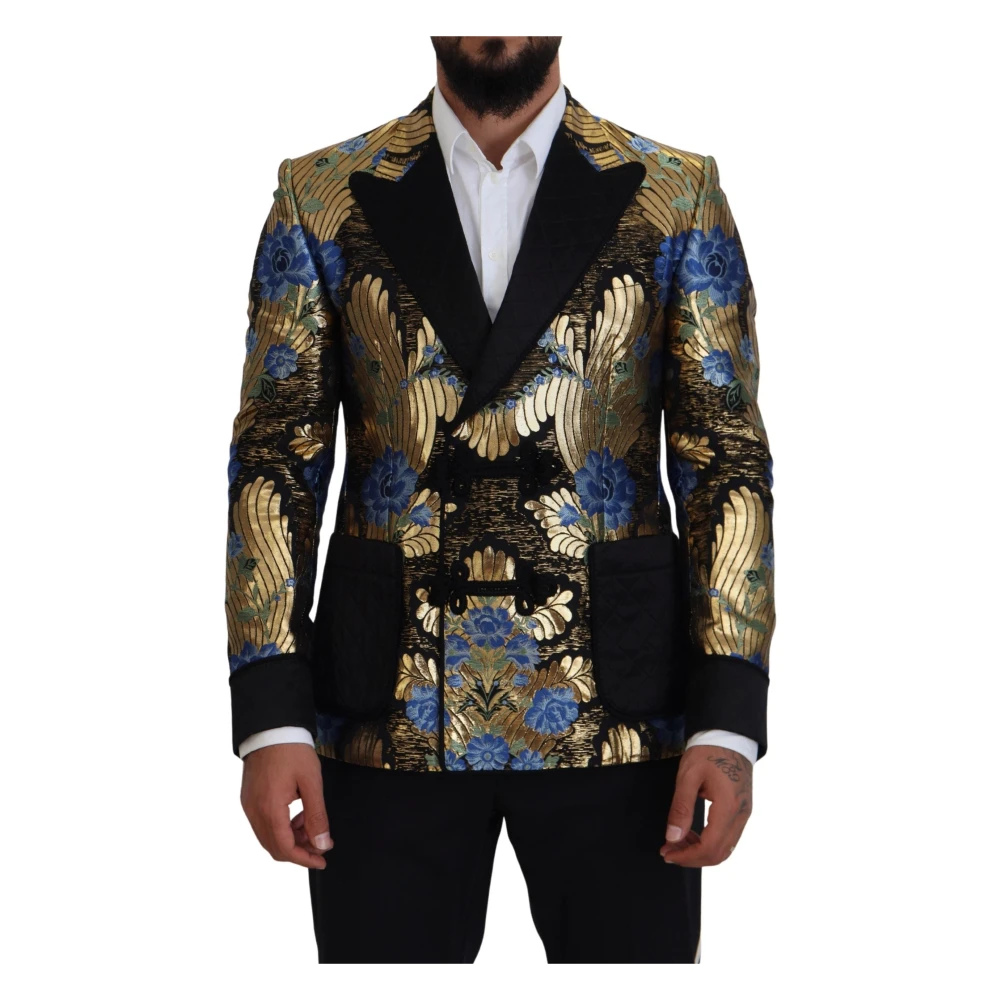 Dolce & Gabbana Guld Blommig Dubbelknäppt Jacka Blazer Multicolor, Herr