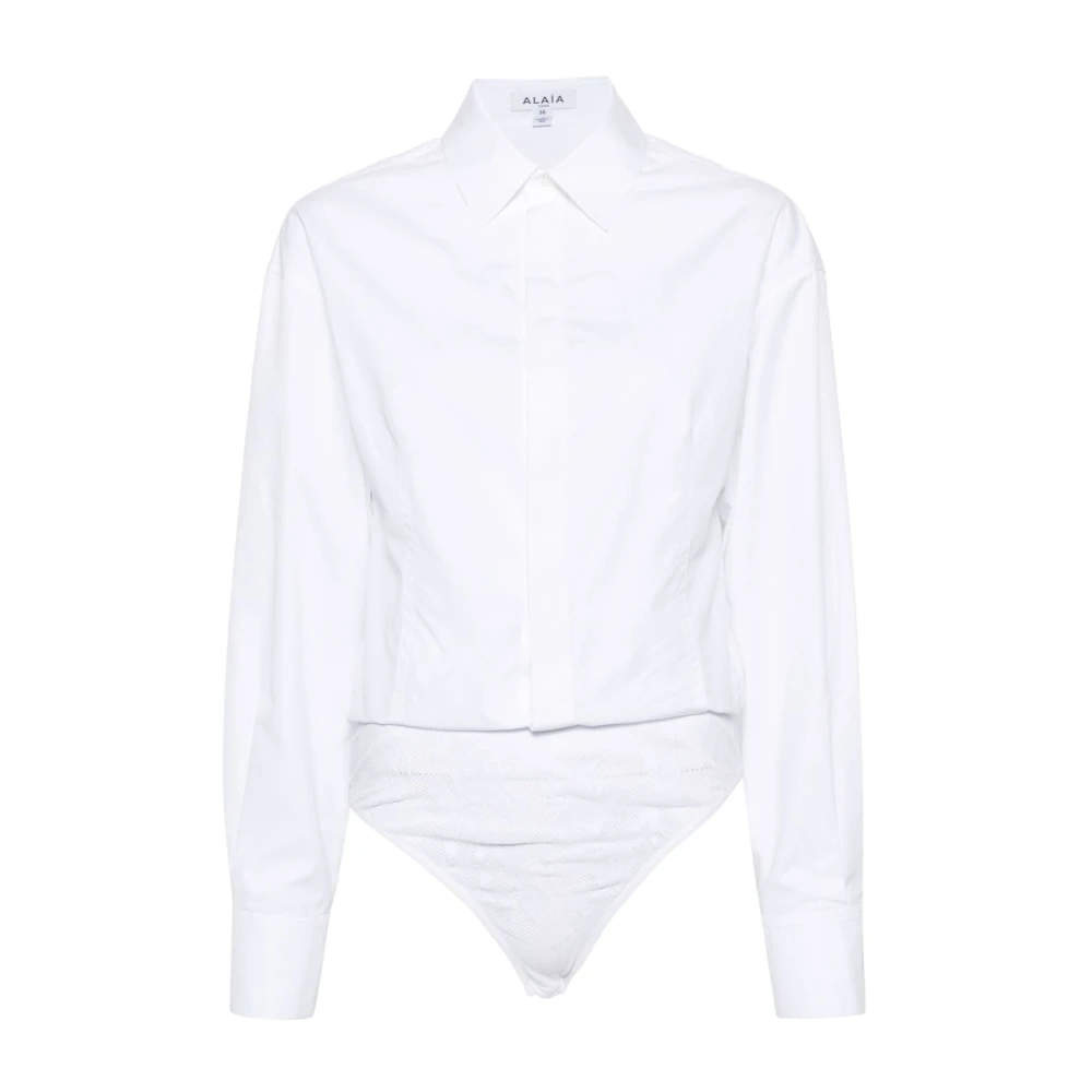 Alaïa Witte Katoenen Shirt Bodysuit White Dames