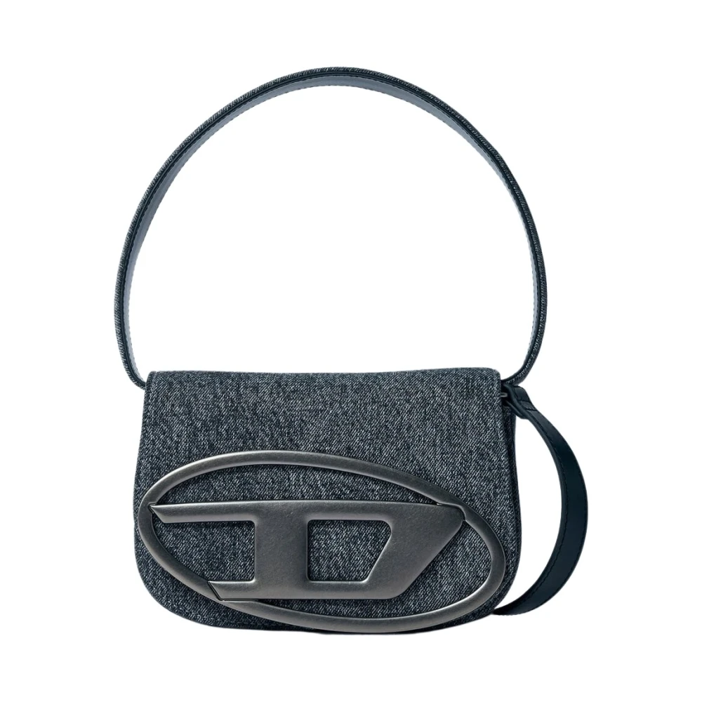 Diesel Handtas met voorlogo-plaat en riem Gray Unisex