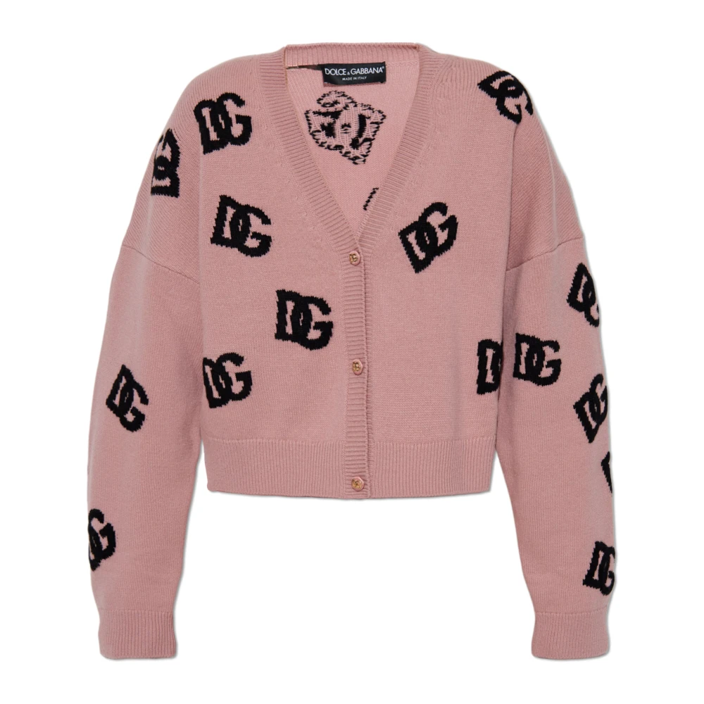 Dolce & Gabbana Cardigan met monogram Pink Dames