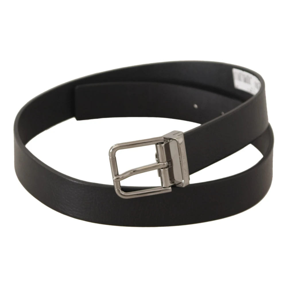 Dolce & Gabbana Elegante zwarte leren riem met metalen gesp Black Heren