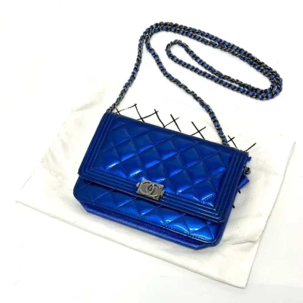 Chanel Vintage Pre-owned Leather chanel-bags Blue Dames