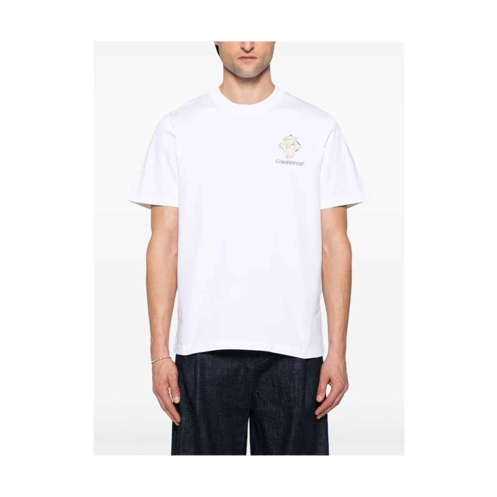 Casablanca Wit Logo Print Crew Neck T-shirt White Heren
