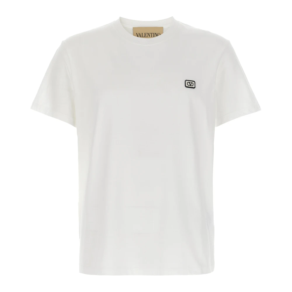 Valentino Garavani Men's White Cotton T-Shirt With Vlogo Patch