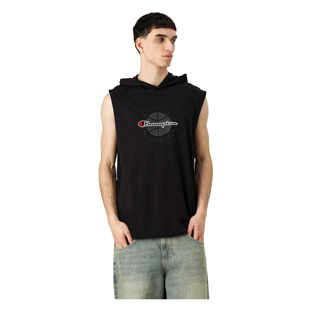 Champion Zwarte mouwloze hoodie Black Heren