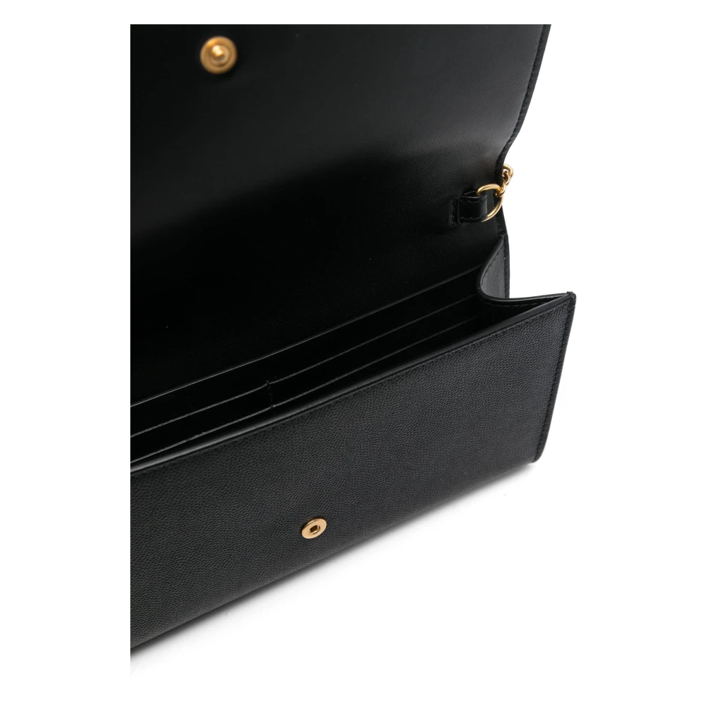 Balmain Zwarte Leren Clutch Tas Black Dames