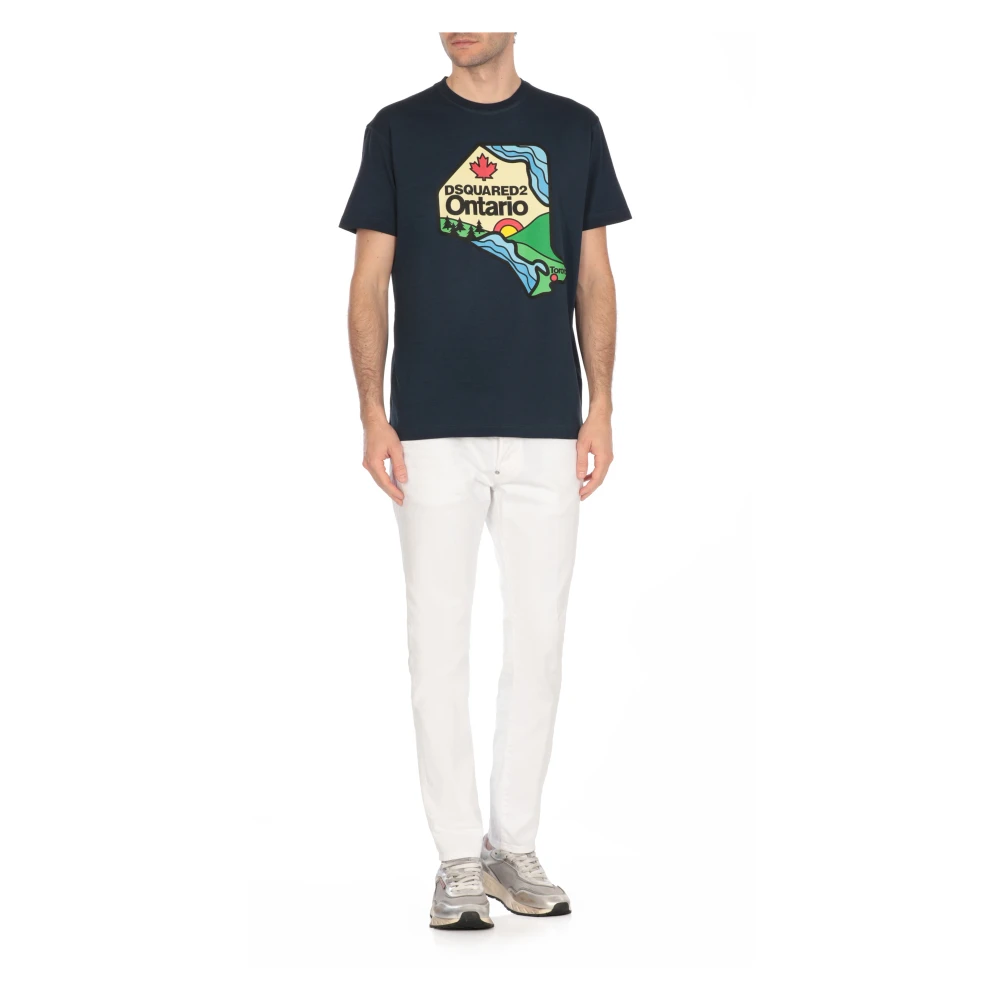 Dsquared2 Blauw Katoenen T-shirt met Print Blue Heren