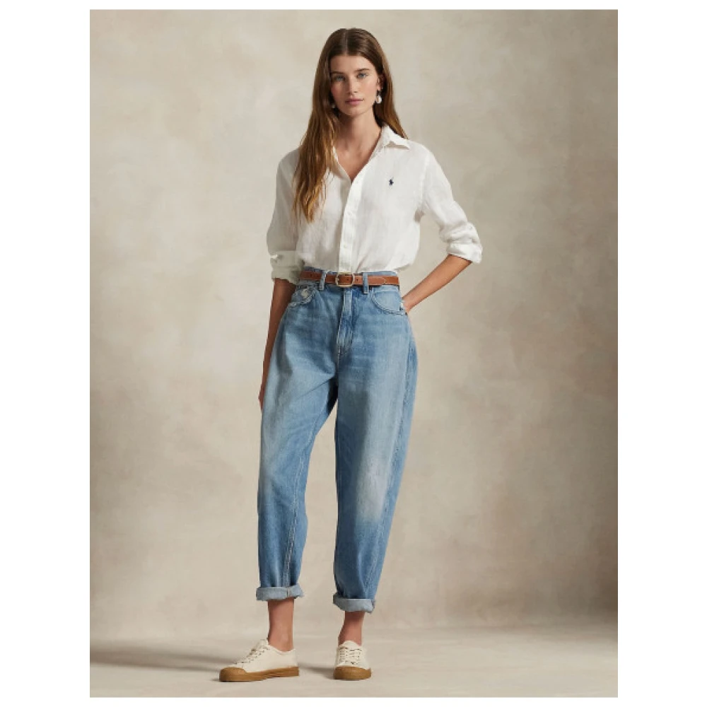 Polo Ralph Lauren Linnen overhemd met iconisch logo White Dames