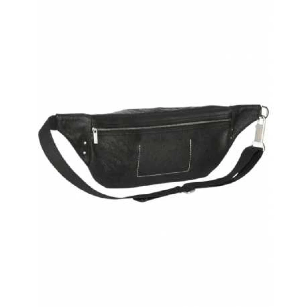 Rick Owens Zwarte leren heuptas van met zakken met ritssluiting Black Unisex