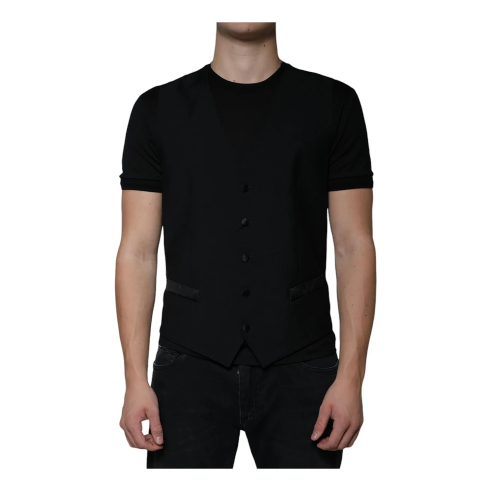 Dolce & Gabbana Uomo Nero - Gilet For In Lana Nera - Suits - L