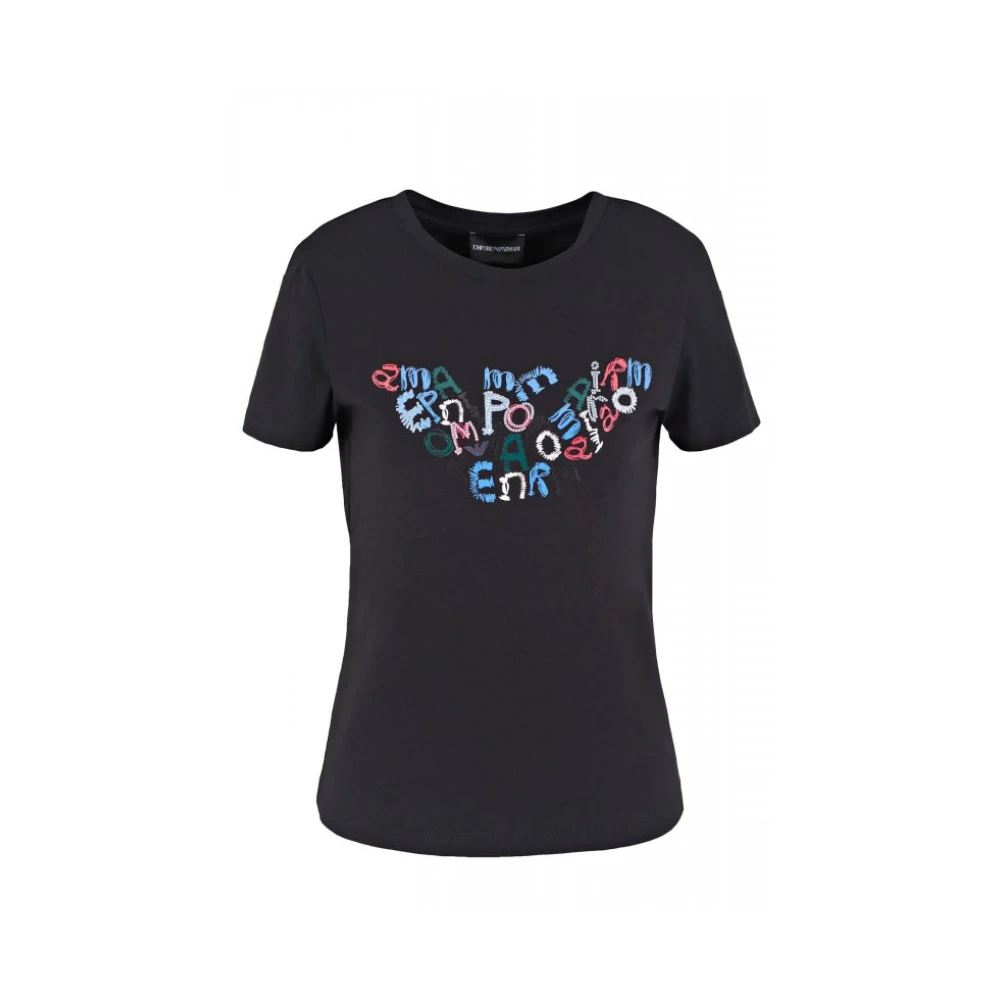 Emporio Armani Women's Black T-Shirts, L, Logo T-Shirt