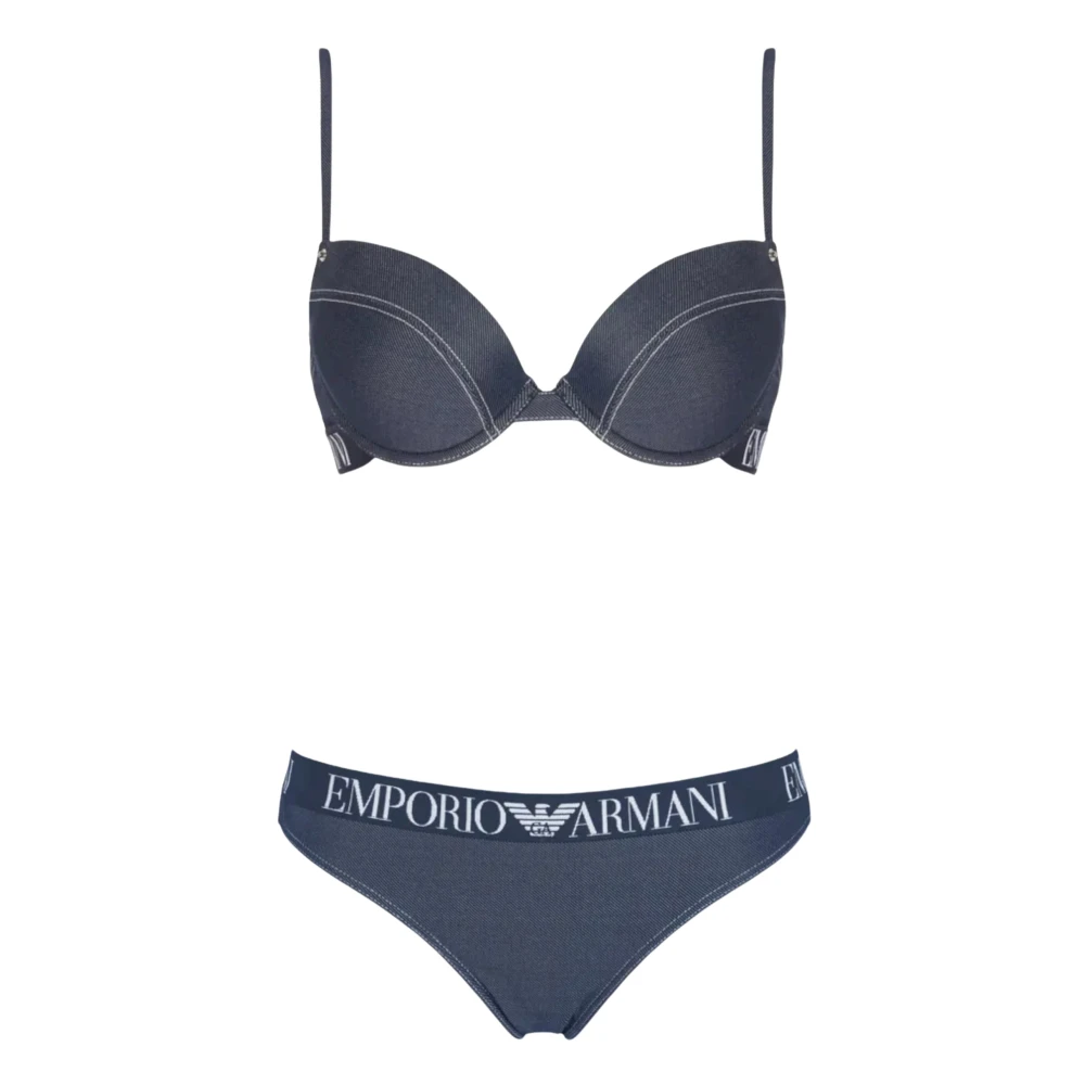 Emporio Armani Jeans Effekt Push-Up Brasiliansk Bikini Blue, Dam