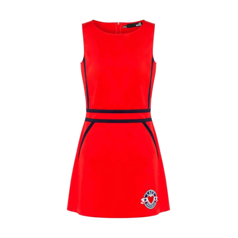 Love Moschino Women's Red Short Dresses, Xs, Sleeveless Dress With Sailor Patch