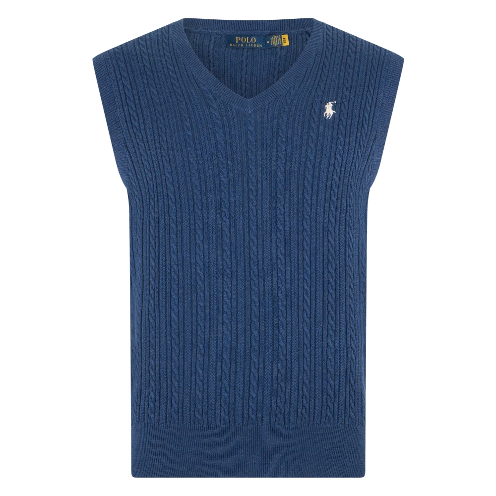 Polo Ralph Lauren Men's Blue Sleeveless Jumpers, Xl, Cable-Knit Cotton Vest
