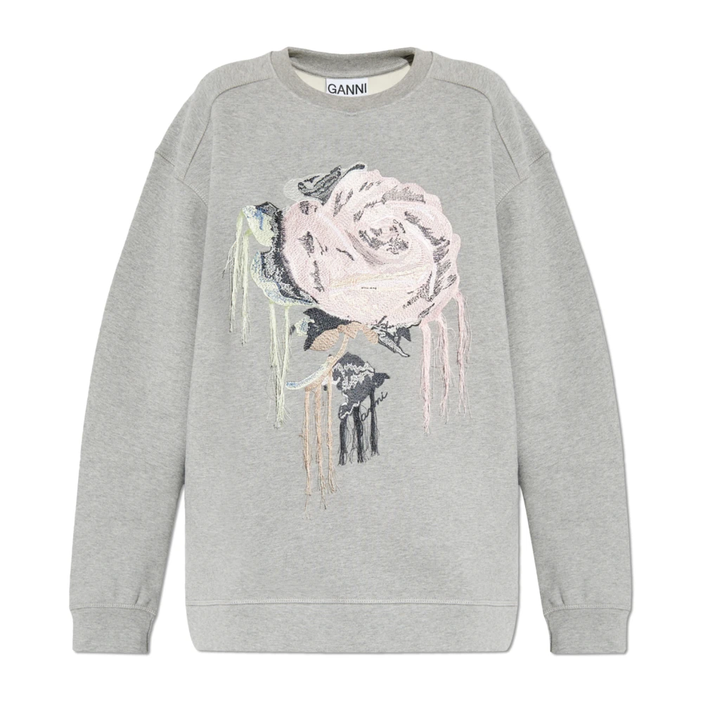 Ganni Sweatshirt met borduursel Gray Dames