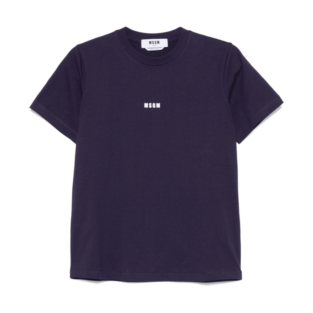 Msgm Women's Blue T-Shirts, S, Crew Neck T-Shirt