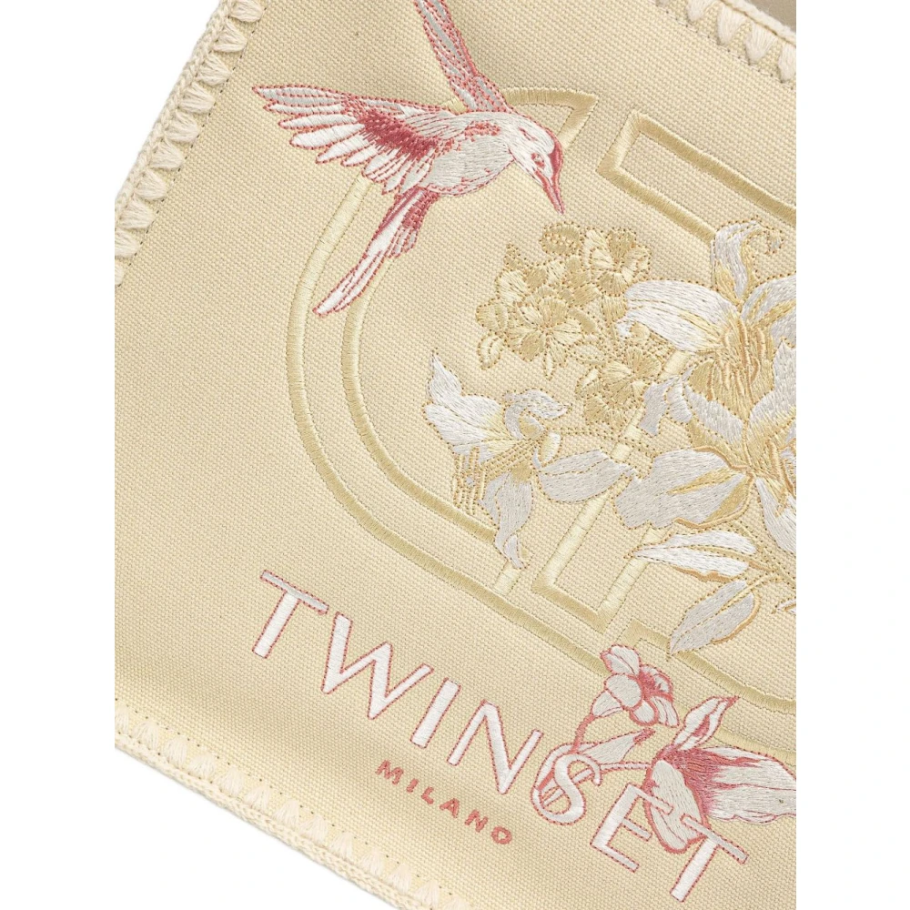 Twinset Beige Geborduurde Tassen met Magneetsluiting Beige Dames